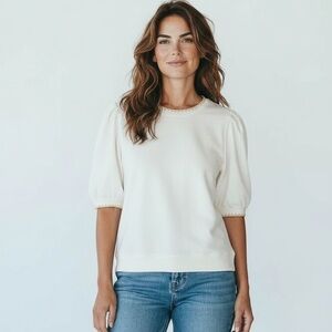 NWT Z Supply Sydney Whipstitch sweatshirt tan stitching